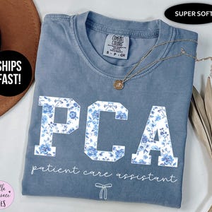 Patient Care Assistant Comfort Colors® T-Shirt, Blue Toile PCA Shirt, Healthcare Worker Tee, Patient Care Assistant Gift, PCA Tee, PCA Gift