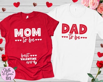 Valentines Day Pregnancy Announcement, Couples Valentines Day Baby Announcement Shirts, Baby Announcement, Pregnant Tshirt, Baby Reveal