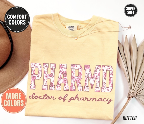 Pink Toile PharmD Shirt, Comfort Colors® Pharmacist Tee, Retro Floral Pharmacy Gift