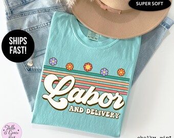 Floral L&D Nurse Comfort Colors® Shirt: Maternity Nurse Tee