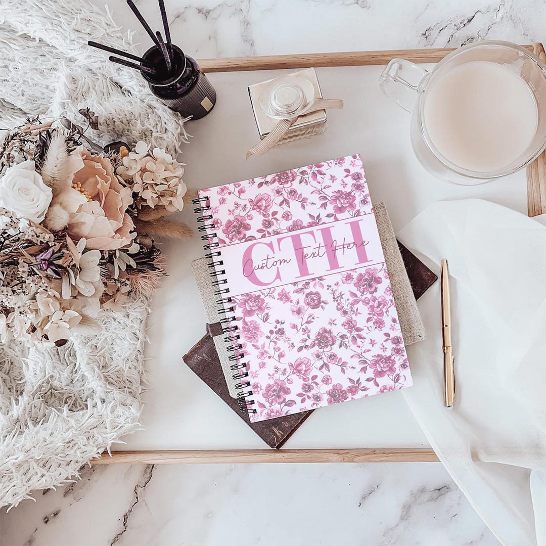 Personalized Pink Floral Notebook, Custom Monogram Journal, Name ...