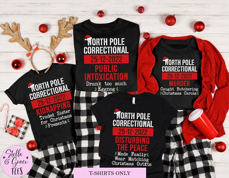 Matching Family Christmas Pajama Shirts North Pole Etsy Canada
