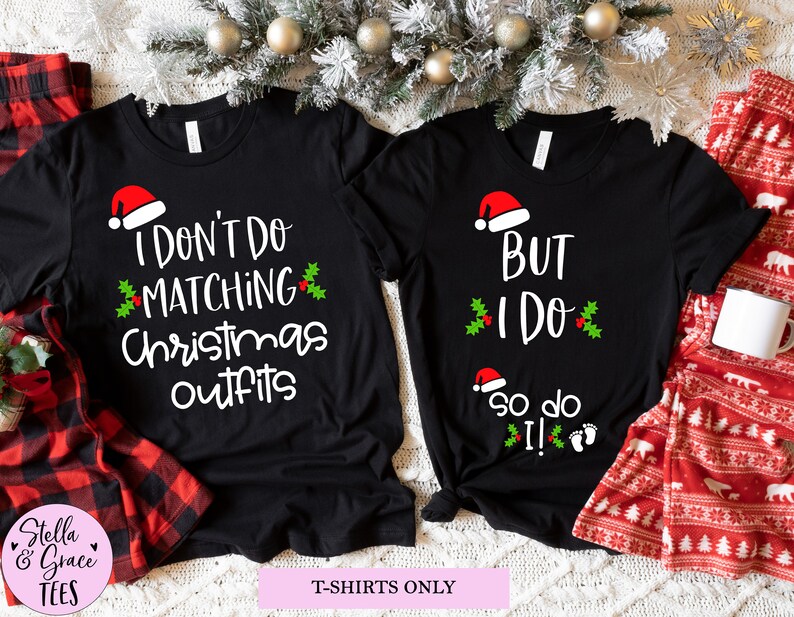 Couples Christmas Pregnancy Announcement Shirts Funny Etsy