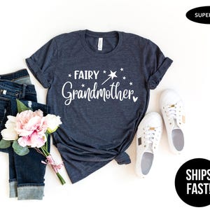 Fairy Grandmother Shirt, Grandparent Pregnancy Announcement. Gift for Grandmother, New Grandparent Gift, Grandma to be Shirt HEATHER NAVY
