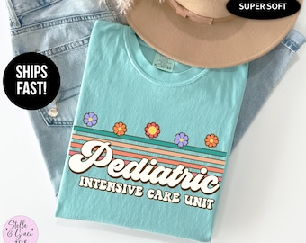 PICU Nurse Comfort Colors® Shirt: Floral Pediatric Intensive Care Unit Tee