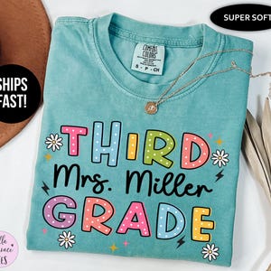 Custom Third Grade Teacher T-shirt, Comfort Colors® Personalized 3rd Grade Team Tee, Gift for Third Grade Teachers, 3rd Grade Teacher Tees