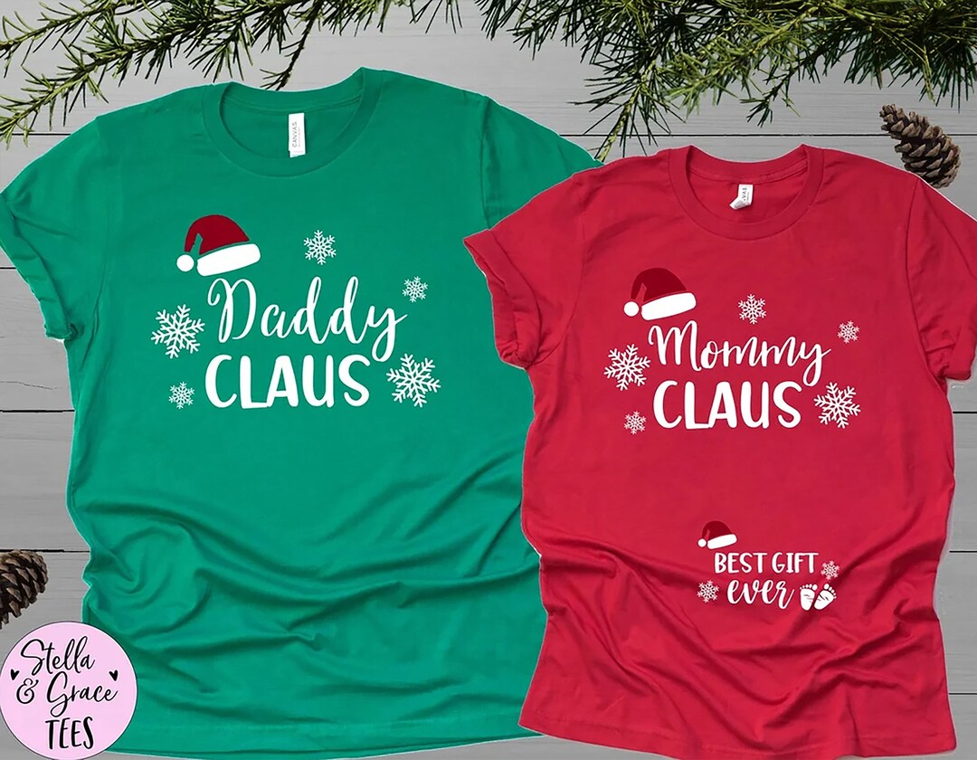 Couples Christmas Pregnancy Announcement Shirts Daddy Claus - Etsy