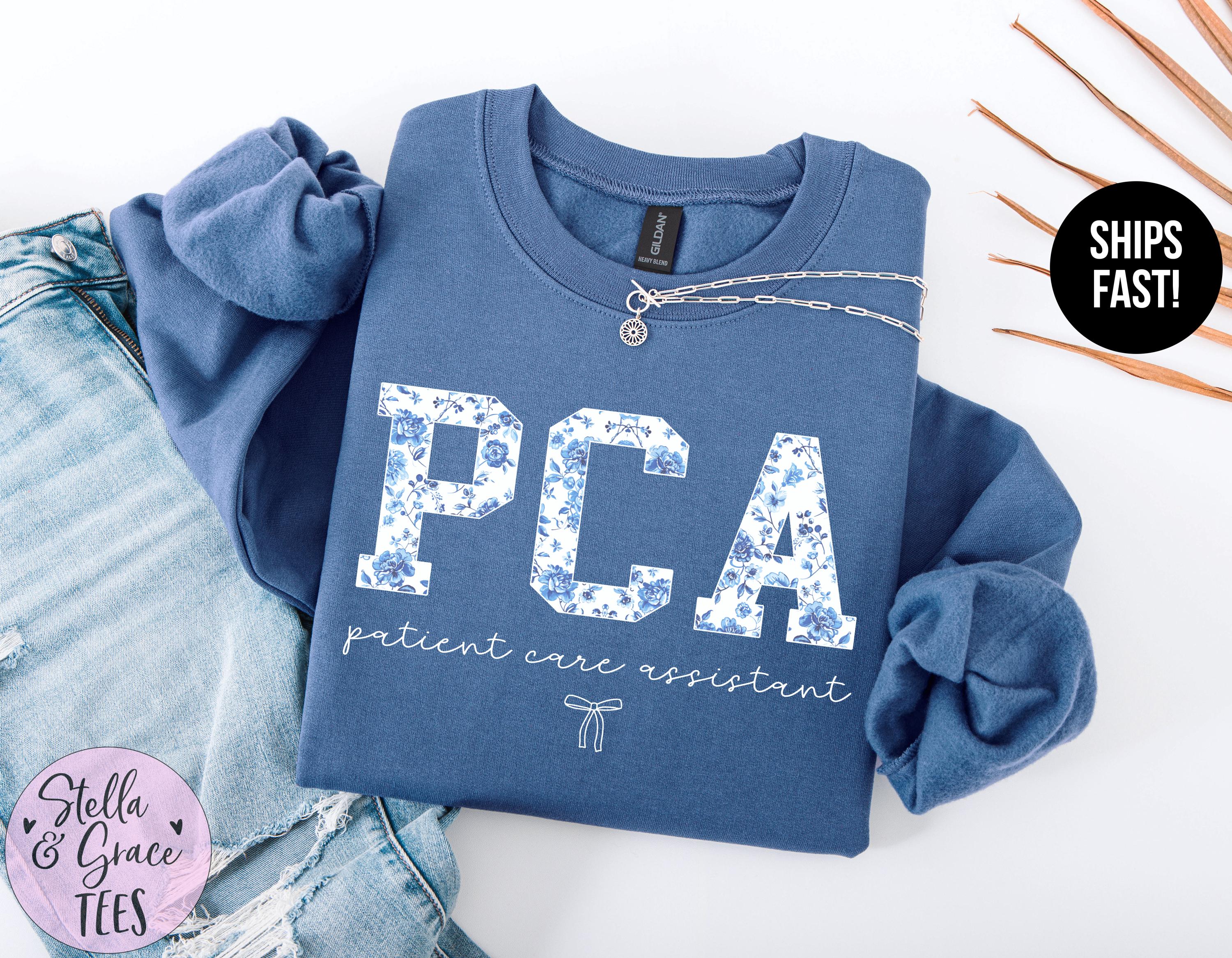 Blue Toile PCA Sweatshirt or Hoodie: Patient Care Assistant
