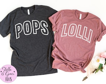 Lolli Pops Shirts, New Grandma and Grandpa To Be Gift, Pregnancy Announcement Shirts, Lolli Shirt, Pops Shirt, Mothers Day Fathers Day Tees