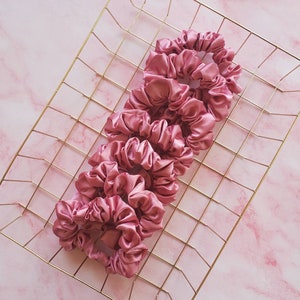 Silky Satin Scrunchie Hair Tie Accessories for Women Gifts for her Pink