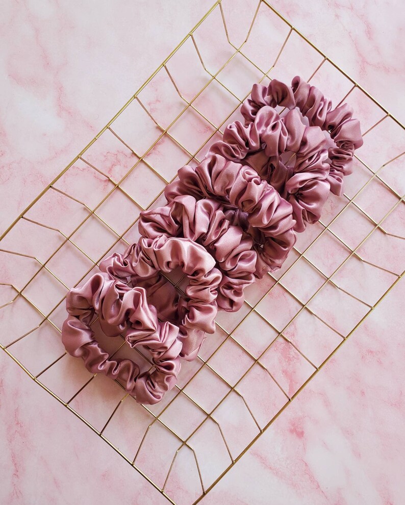 Silky Satin Scrunchie Hair Tie Accessories for Women Gifts for her Mauve