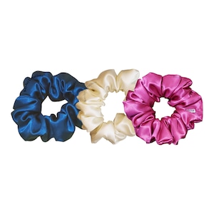 Set of 3 Satin Scrunchies, Silky Satin Hair Tie Accessories, Satin Scrunchies for Women, Bridesmaid Gifts, Various Sizes