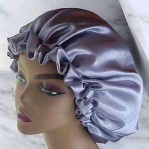 Dusty Lilac Luxury Adjustable Satin Bonnet – Double-Lined, Reversible & Breathable for Ultimate Hair Protection| Adult Sizes Small -Large