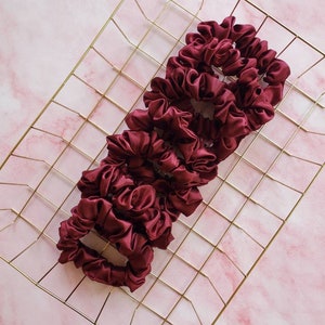 Silky Satin Scrunchie Hair Tie Accessories for Women Gifts for her Wine
