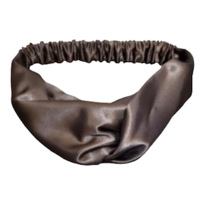 BROWN- Wide Satin Headband for Women | Twisted Satin Headband | Twisted Satin Turban  Headband Style | Women&#39;s Satin Hair Accessories