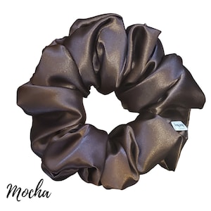 Mocha/Brown Satin Scrunchie| Women&#39;s Hair Scrunchies | Hair Tie | Gifts for Her