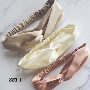 Set of 3 Satin Headbands for Women| Twisted Turban Style Headbands