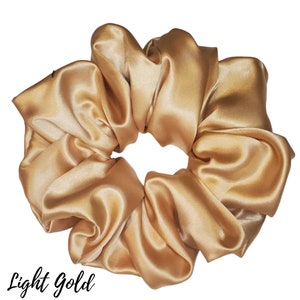 Light Gold Satin Scrunchie| Women&#39;s Hair Scrunchies | Hair Tie | Gifts for Her