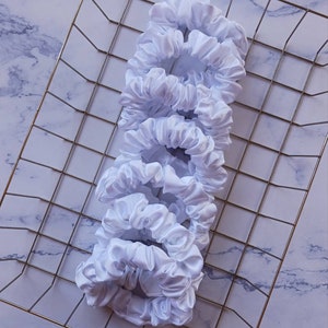 Silky Satin Scrunchie Hair Tie Accessories for Women Gifts for her White