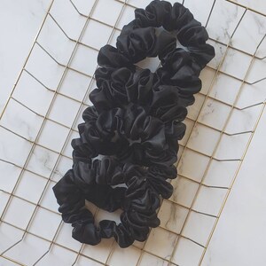 Silky Satin Scrunchie Hair Tie Accessories for Women Gifts for her Black