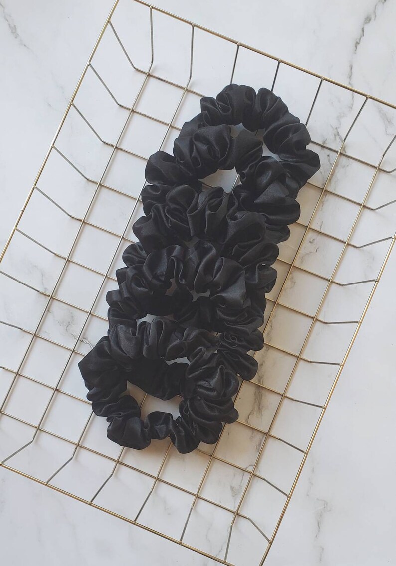 Silky Satin Scrunchie Hair Tie Accessories for Women Gifts for her Black