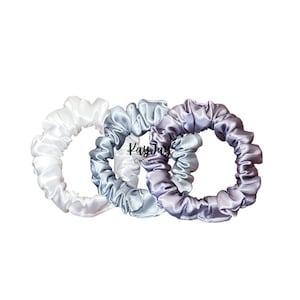 Satin Scrunchie Set of 3 | Skinny Satin Scrunchies | Satin Hair Tie Accessories| Bridesmaid Gifts