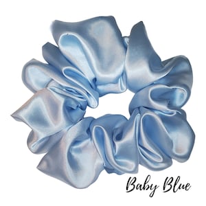 Baby Blue Satin Scrunchie| Women&#39;s Hair Scrunchies | Hair Tie | Gifts for Her