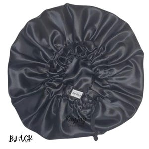 All-Black Luxury Adjustable Satin Bonnet – Double-Lined, Reversible & Breathable for Ultimate Hair Protection| Adult Sizes Small - X-Large