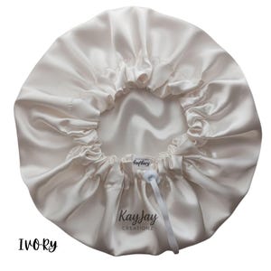 Ivory Satin Bonnet| Double-Layered Reversible & Adjustable Satin Bonnets | Silk Satin Sleep Cap for Kids