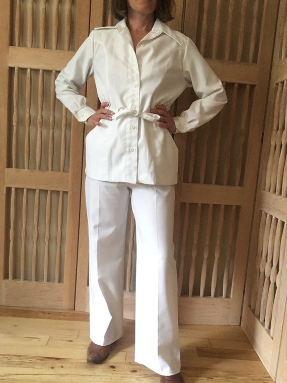 Pantsuit 70's White Two Piece (Small)