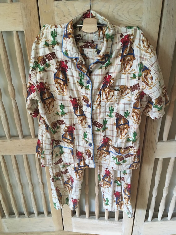 Western Print Short Sleeve Pajama Set (Large)