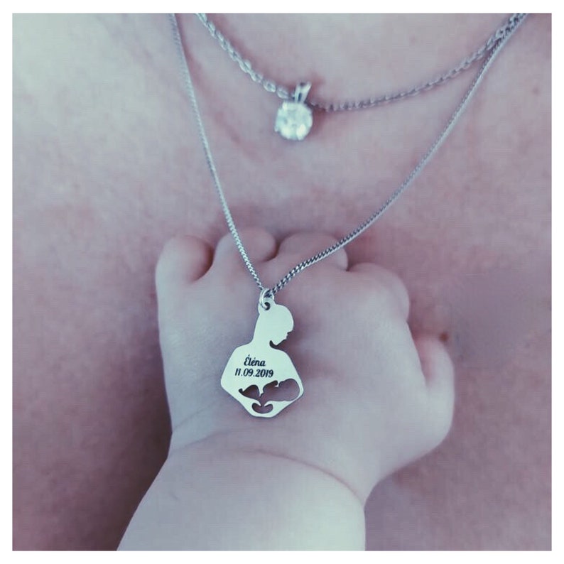 Birth Necklace, Best Friend Necklace Dainty Mothers day Gift Personalized Necklace Breastfeeding Gift