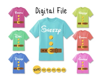 Seven Dwarfs Costume SVG: Group Halloween Costume, Cricut & More (Digital Download)