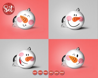 Snowman Face SVG Bundle, Christmas SVG, Christmas Ornament, Cute Ornament Svg, Snowman svg, Christmas decoration