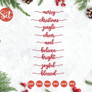 Holiday words svg, christmas words svg, Christmas Glowforge svg, Christmas Place Setting Words Svg, Holiday Plate Words Svg, Laser Cut File