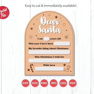Caro segno di Babbo Natale SVG, file di taglio laser alla moda a strati, PNG di Natale, per Cricut & Glowforge, segno di Natale cancellabile a secco, conto alla rovescia di Natale