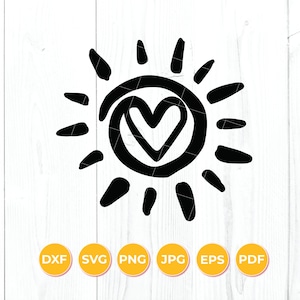 Sun heart SVG, Sun SVG, Sunshine SVG, Sun with heart Svg, Love sun Svg Files pour Cricut, Cricut Svg Files, Cricut Svg, Digital Download