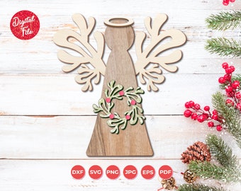 Archivo SVG Glowforge de Ángel: Letrero navideño de invierno (Descarga digital)