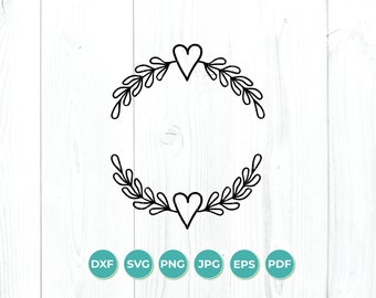 Heart laurel SVG, Wreath svg, Heart laurel wreath svg cut file, Instant Download