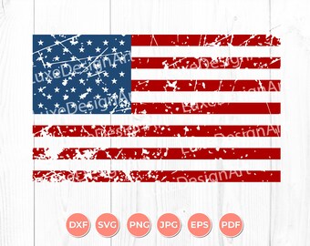 Drapeau américain en détresse SVG, Drapeau américain SVG, Drapeau en détresse SVG, Fichier numérique, Fichier Cricut, Silhouette