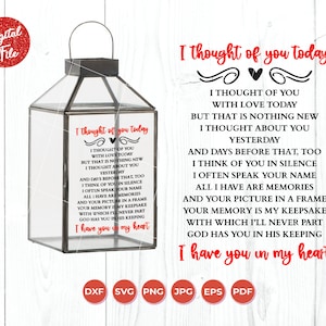 J’ai pensé à vous aujourd’hui SVG, Funeral Poem SVG, Cricut Cut File, Memorial SVG, png jpeg eps dxf, Cricut, Instant Download