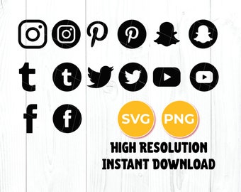 Social media symbold svg, social media icons png, cricut cut file, instant download, high resolution, 28 files in total