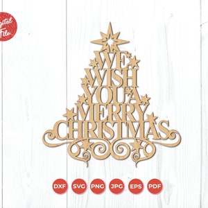 Vi auguriamo un Buon Natale SVG, Christmas Tree Ornament per Cricut e Glowforge, Instant Digital Download, Laser Cut File