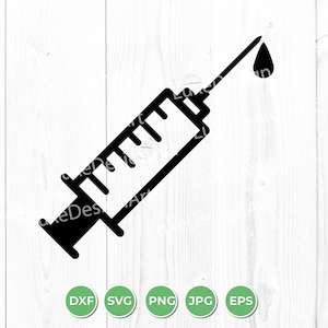 Injection SVG, Injection Icon, Syringe SVG, Injection Vector, Hypodermic Vector, Cut File, Clipart, Cricut