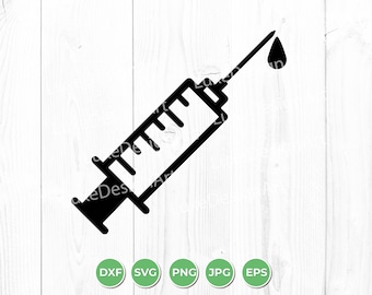 SVG de injeção, ícone de injeção, SVG de seringa, vetor de injeção, vetor hipodérmico, arquivo cortado, clipart, Cricut
