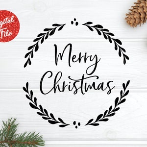 Frohe Weihnachten SVG, Weihnachten Holly Kranz SVG, Kranz Clipart, Kranz Svg, Lorbeer Svg, geschnittene Datei, Instant Download