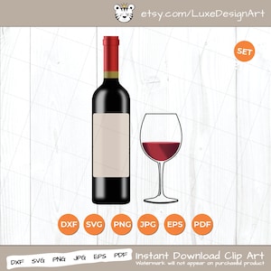 Wine SVG, Wine Glass SVG, Wine Bottle SVG, Digital Download, Cricut Cut Files, Svg Files for Cricut