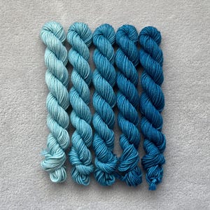 Gischt | Mini Strang Fade Set | Handgefärbtes Garn - Superwash Merino - 10g oder 20g - Farbverlauf