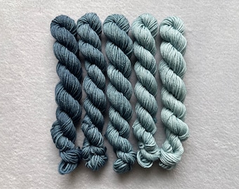 Slate | Mini Skein Fade Set | Hand Dyed Yarn - Superwash Merino - 10g or 20g - Gradient