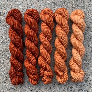 Dyed-To-Order | Mini Skein Fade Set - Terracotta - 20g Mini Skeins - Hand Dyed | Handdyed Yarn | Gradient | Superwash Merino